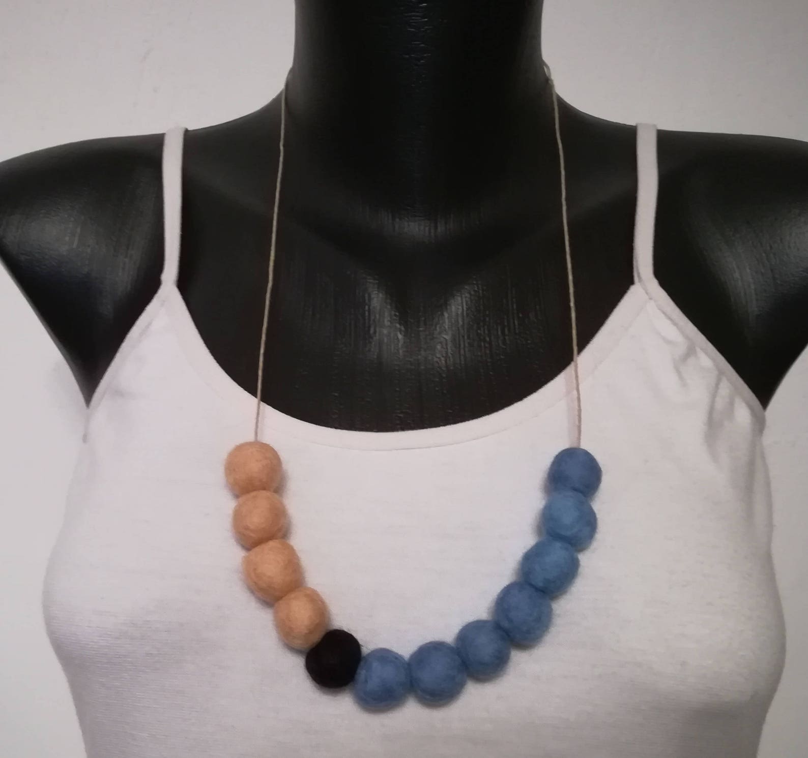 Felted Ball Necklace Colored Felt Ball Necklace Pom Pom Etsy