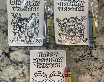 Ninja Turtle Birthday Coloring Cards