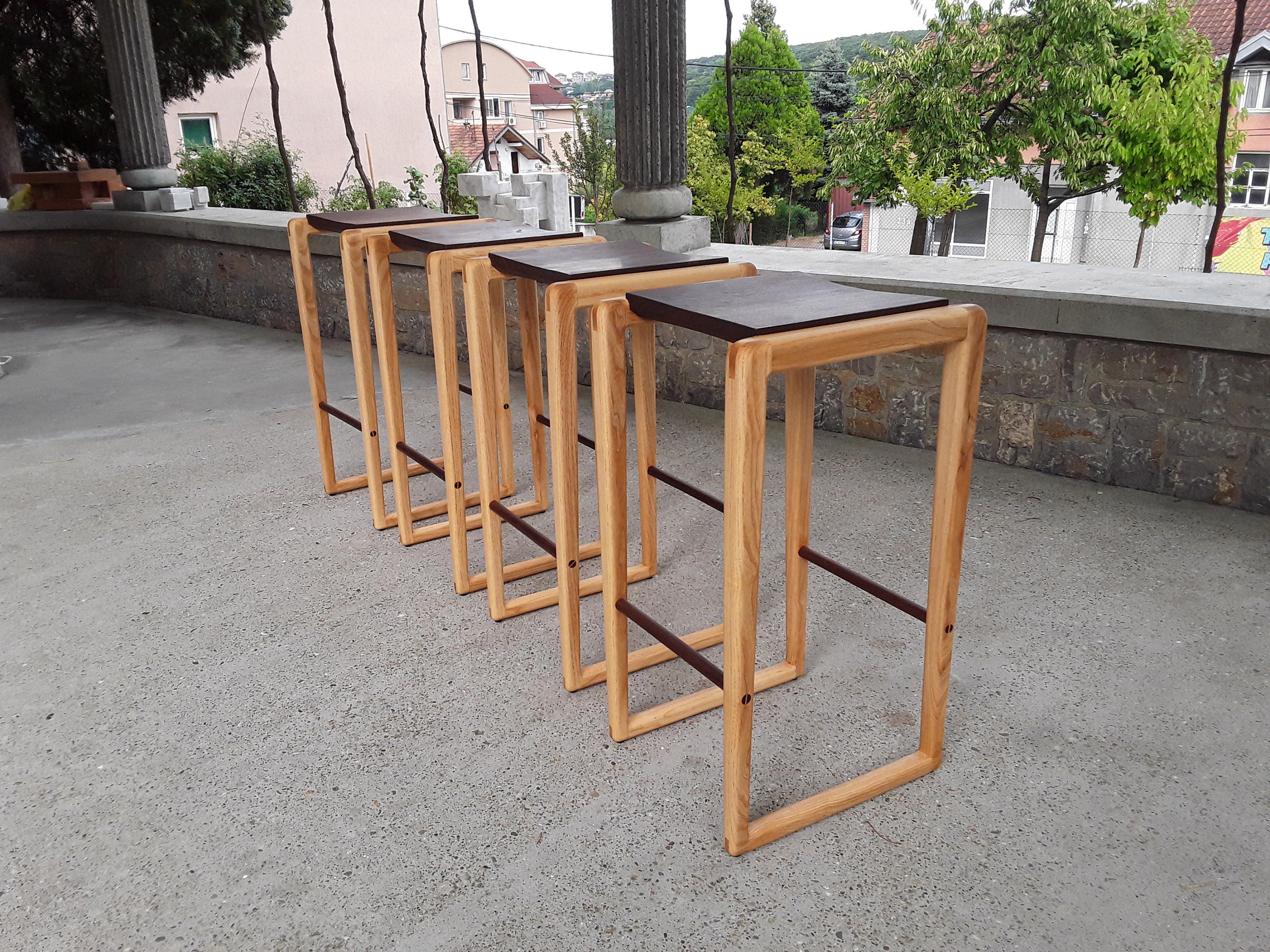 Full Wood Bar Stools Etsy