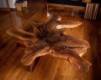 Robust natural wood coffee table