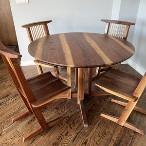 Nakashima style dining table, Nakashima style dining chairs, Japanese style dining table, Japanese style chairs