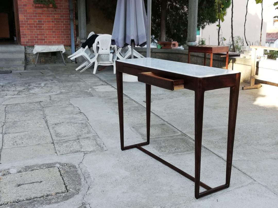Console Table With Italian Marble Top and Two Drawers Etsy