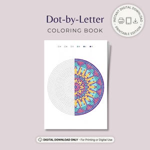 Målarbok med bokstavsmotiv | Utskrivbar PDF-mall | Mandala volym 1 | Direkt nedladdning