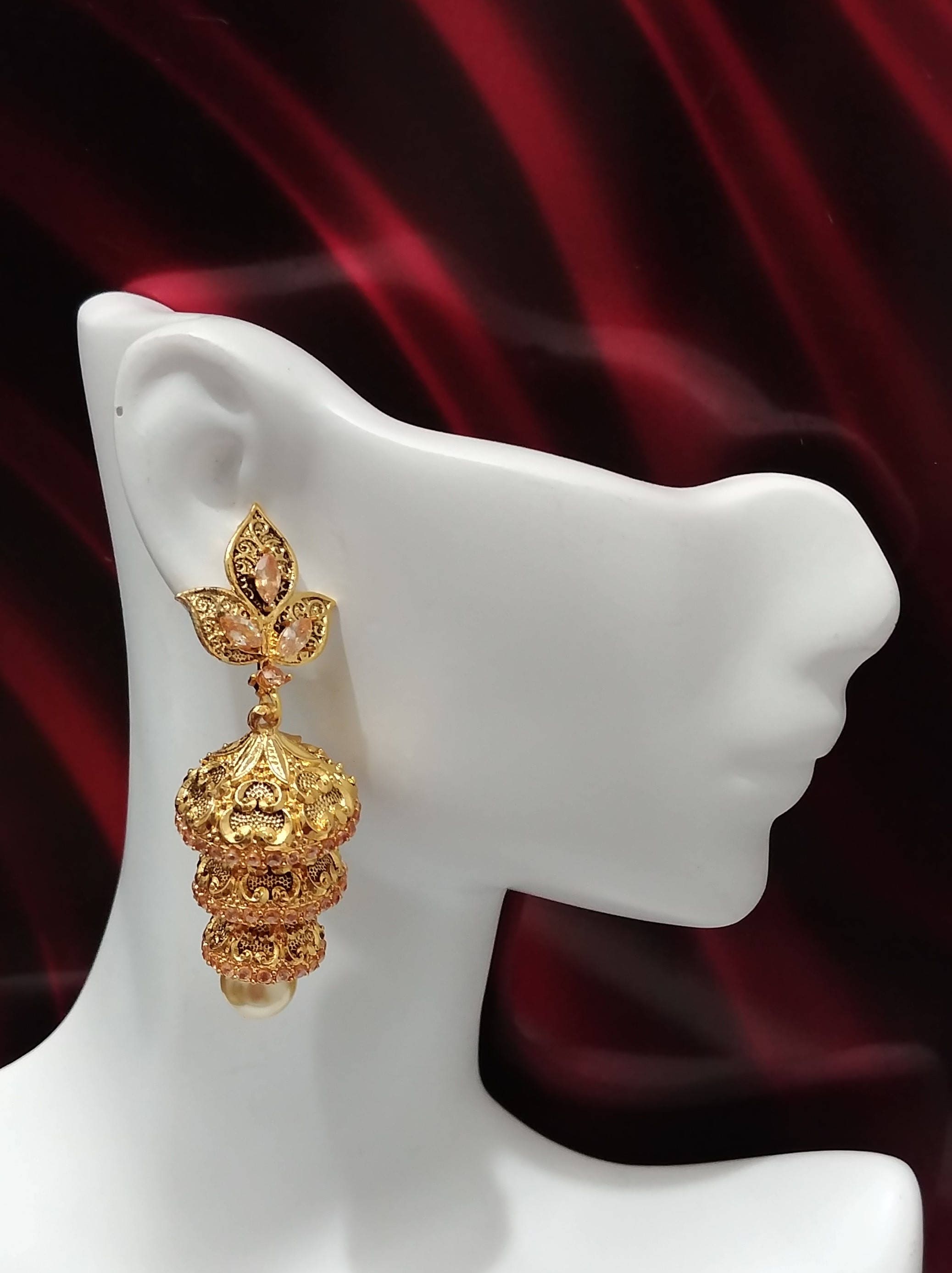 3 layer gold jhumka design deals