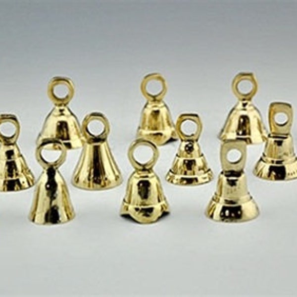 Brass Bells Miniature Set of 6 Bells  1/2 to 3/4 in. tall (FREE SHIPPING).