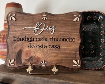 Dios Bendiga Cada Rinconcito de Esta Casa Sign | Spanish Wooden Home Decor | Wall Decor | Housewarming Gift | Faith Decor | Rustic