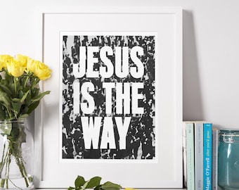 Póster satinado "Jesús es el camino" / Arte mural religioso cristiano