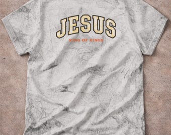 Camiseta de Jesús Rey de Reyes / Camiseta cristiana con estampado tie-dye, regalo religioso para él y para ella.