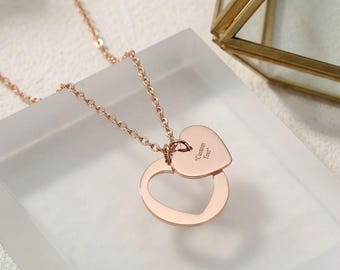 Collar de corazón recortado personalizado (grabado) - Regalo de joyería personalizado
