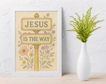 Póster de Jesús es el camino / Arte mural religioso cristiano