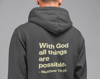 Sudadera con capucha Mateo 19:26 / Sudadera unisex católica, regalo de fe para él y para ella