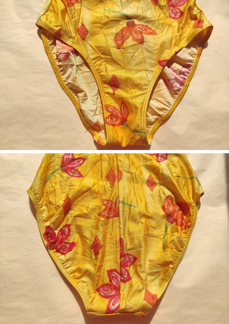 Vintage Yellow Swimsuit, SM, 80s Bathing Suit, Bright Yellow Swimsuit