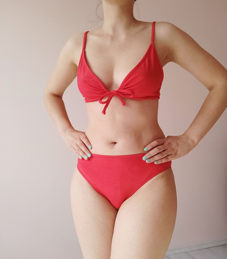 Vintage Raspberry Red Swimsuit, ML, Two Piece Swimsuit, 90s Swimwear
