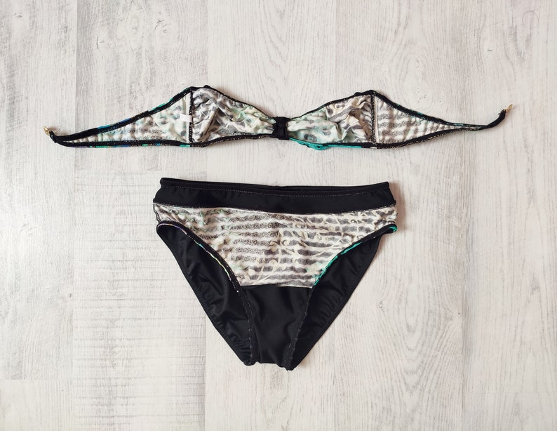 Vintage Two Piece Swimsuit ML High Waist Swimsuit 80s Etsy