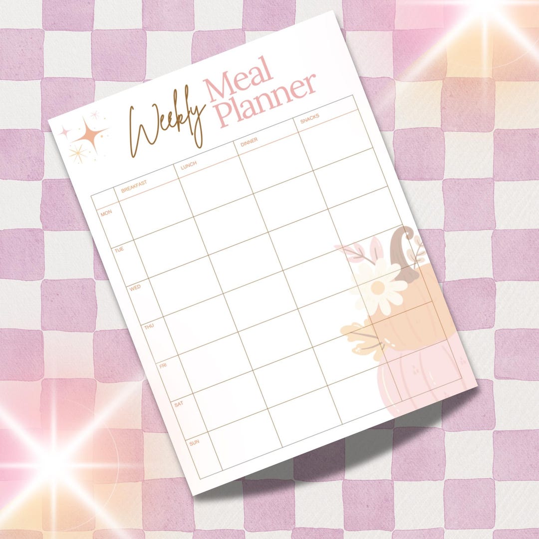 Fall Weekly Meal Planner | Printable Autumn Meal Planning Template ...