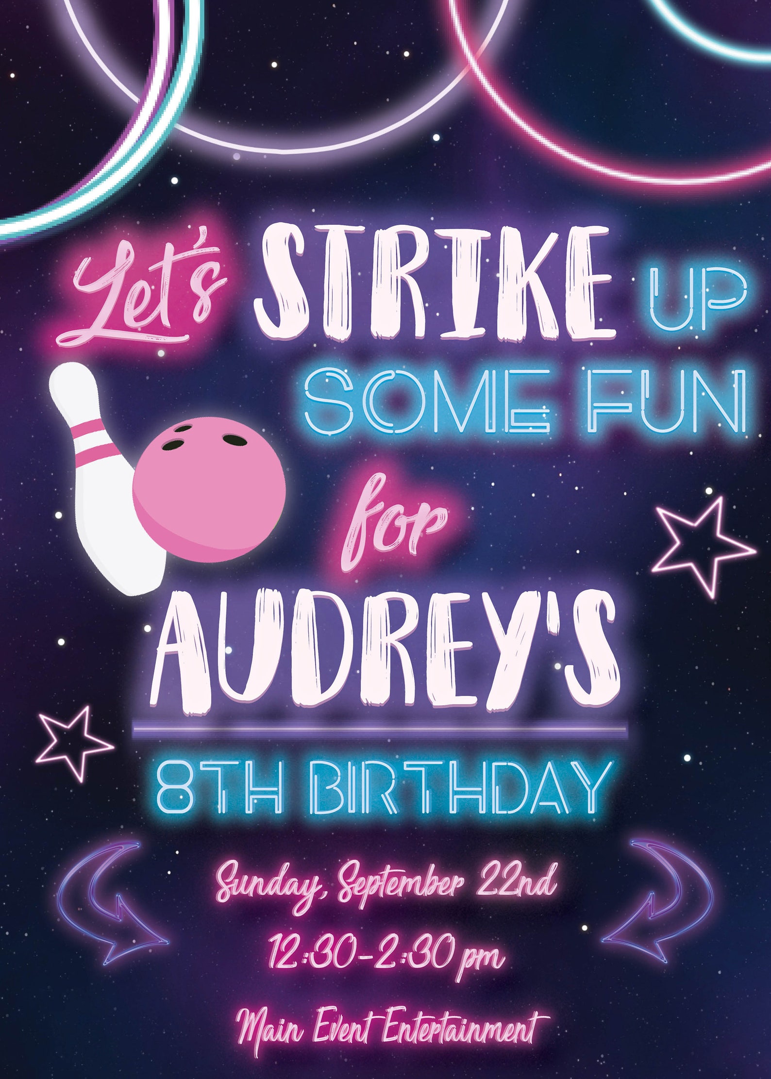 Cosmic Bowling Birthday Party Invitation Bowling | Etsy