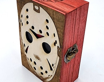 Jason Voorhees Laser Engraved Wood Box Friday the 13th  (Can be Personalized)
