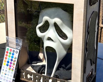 Full Size Ghost Face Shadow Box Scream inspired Box Plug it in or use Batteries