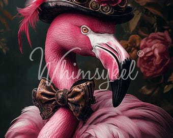 Flamenco rosa - Por Whimsykel Designs - Papel de decoupage grande - 53 x 73 cm - Flamenco - Envío rápido