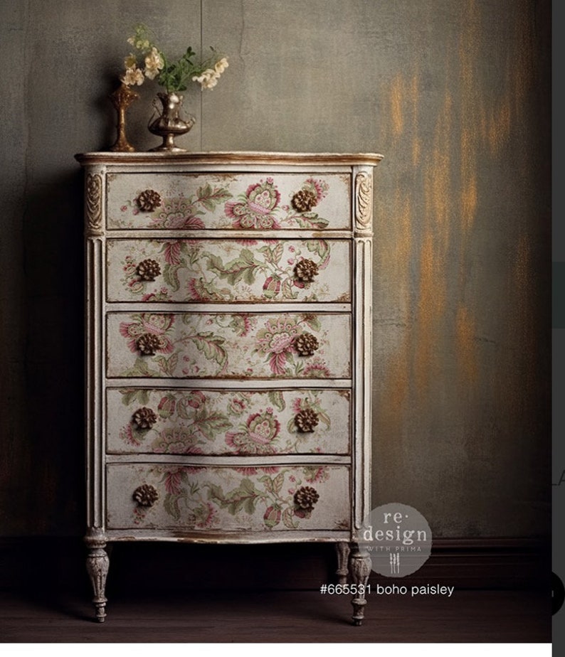 Redesign With Prima Vintage Botanical-Total Sheet Size 48''x35'',Cut 6 Sheets Furniture Transfer Bathroom Nightstands Table Decor Transfers Wall St. Patrick's Day,Easter Decor,Great Mother Gifts