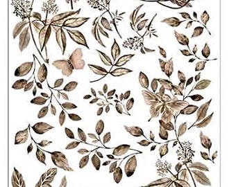 Contemplación silenciosa - Por Redesign with Prima - Transferencia Middy - 3 hojas de 8 1/2 x 11 - Transferencia para frotar - Floral otoñal - Envío rápido