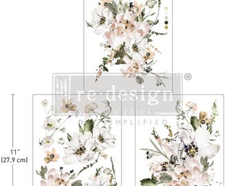 Pastels Artistry - Rediseño con Prima - Transferencia de imágenes - Floral blanco - Transferencia de muebles - Álbum de recortes - Envío rápido