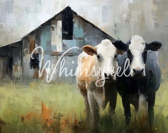 Cuenta conmigo - Whimsykel Designs - Decoupage de granja - Decoupage de vacas - Decoupage de muebles grandes - Arte de pared - Papel de lienzo - Envío rápido