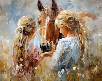 Cita de juegos con flores silvestres / Diseños Whimykel / Decoupage de muebles / 2 tamaños / Caballos / Niños / Flores silvestres / Envío rápido