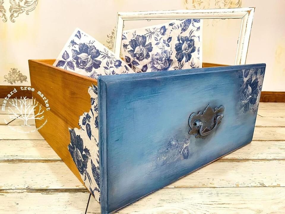 Dixie Belle premium Rice Decoupage paper. Blue Sketched Etsy