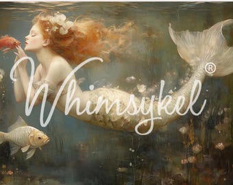 Mermaid Kisses - By Whimyskel Designs- Furniture Decoupage - Nautical Decoupage - Fast Shipping
