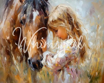 El Vínculo / Por Whimsykel Design / Decoupage de Muebles / Caballos y Niña / 2 Tamaños / Papel de decoupage / Envío Rápido