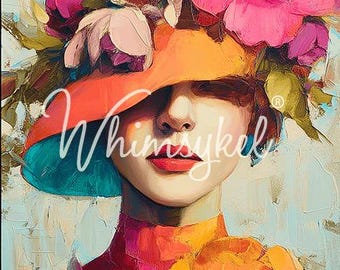 Derby Diva - Whimsykel Designs - Papel de decoupage grande - 18 lb - 21” x 29” - Sombrero Derby floral - Envío rápido