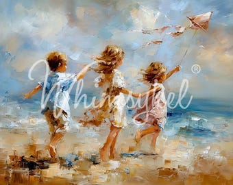 Vuela una cometa - Diseños Whimsykel - Papel para decoupage de muebles - 2 tamaños - Decoupage artesanal - Arte mural - Envío rápido