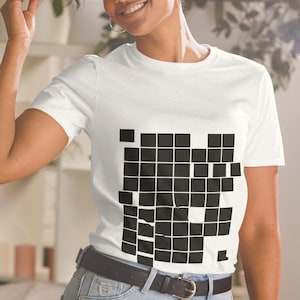 Camiseta unissex com quadrados geométricos: camiseta minimalista de algodão orgânico