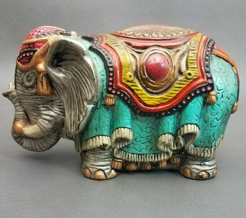 Vintage Arnel's Pottery Ceramic Elephant Hand Painted Etsy