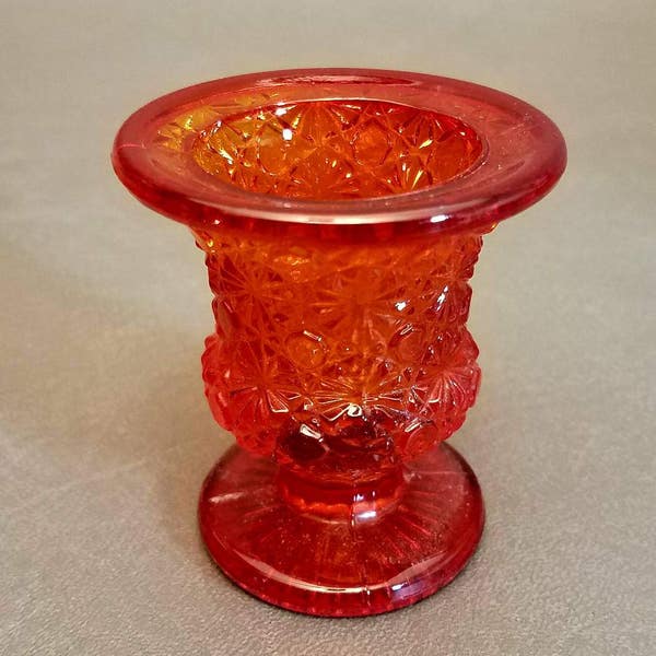 Vintage Orange Fenton Glass Toothpick Holder