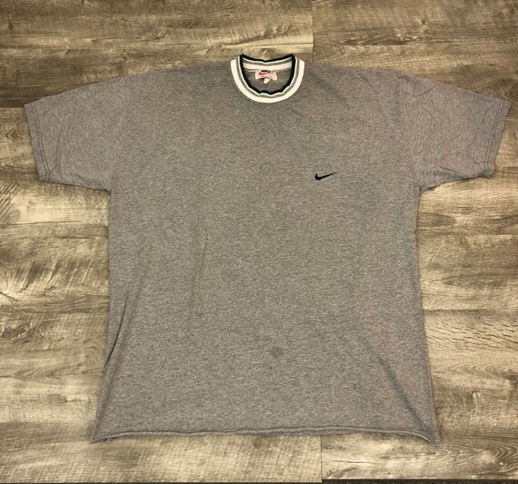 Vintage 80s 90s Nike Swoosh Gray Ringer 