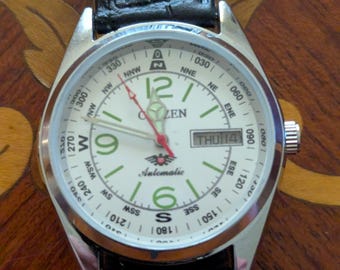 Reloj de pulsera automático Citizen Eagle 7 de 21 joyas, estilo vintage de los años 70, para hombre, con cuerda automática, funcionando y manteniendo la hora y la fecha.