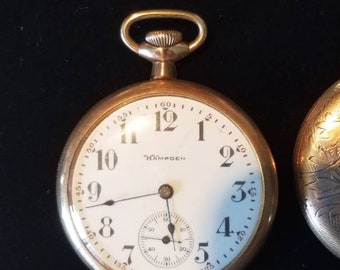 Beautiful Ornate 1916 Hampden 17 Jewel Gold Filled Pocket Watch Running Strong