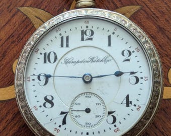 1909 Hampden 17 Jewel " Dueber Grand" 18 Sized Ornate Cased Pocket Watch