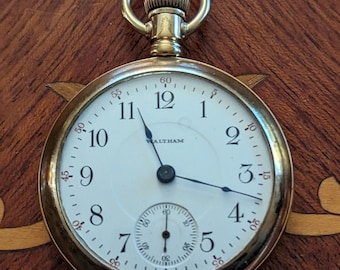 1905 American Waltham Model 1883 18 Sized 15 Jeweled Ornate Cased Pocket Watch Just Serviced