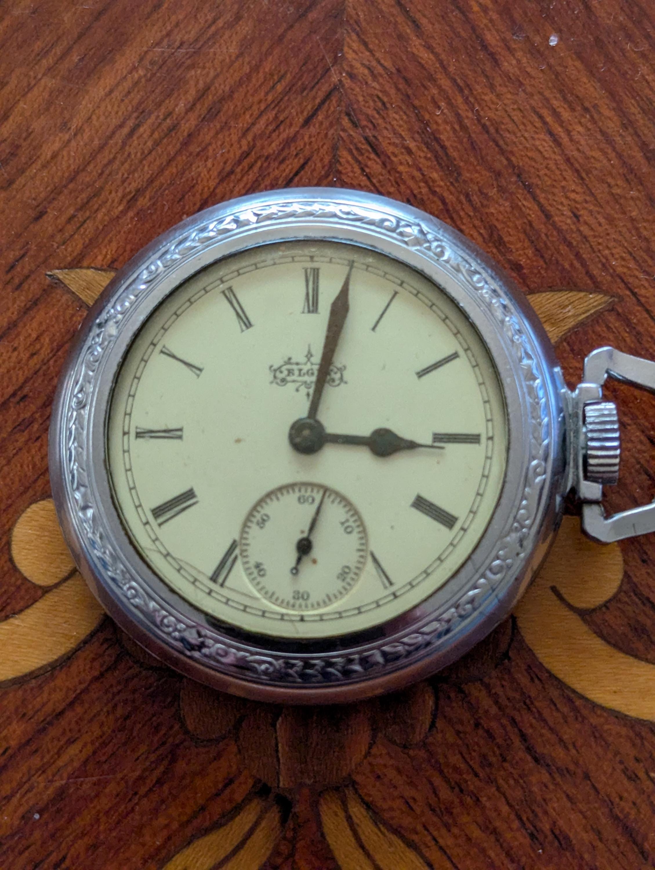 Vintage Swiss Elgin Pocket Watch Mignot Welch Co Serviced Runs Art Nouveau Vintage Swiss Pocket Watches - Etsy main image 3