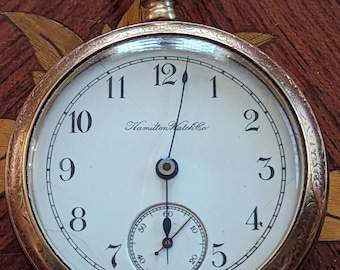Rare 1897 Hamilton 18 size 15 Jeweled Ornate Cased Pocket Watch