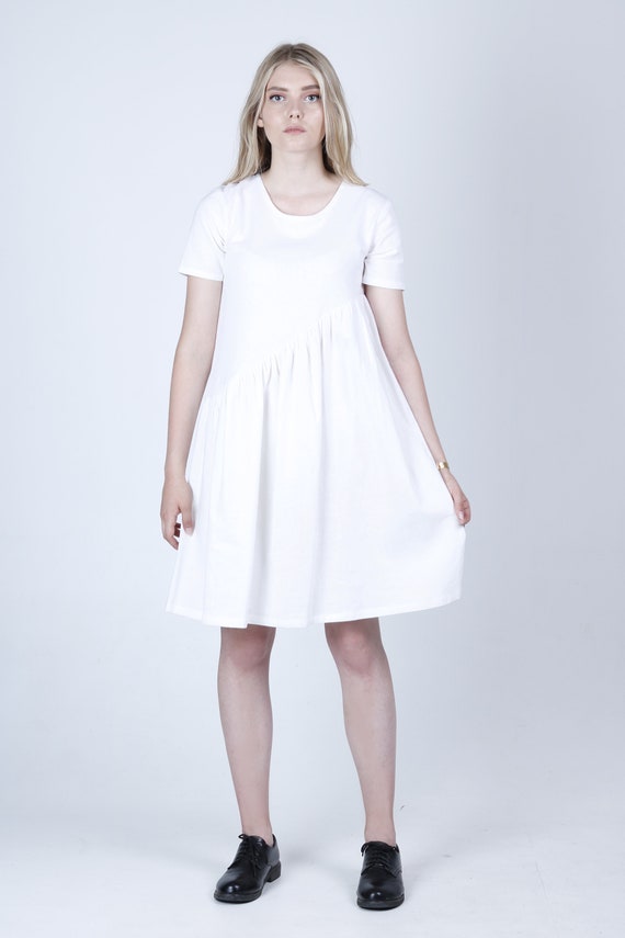 white midi ruffle dress
