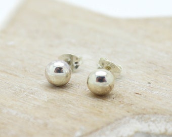 Silver pebble earrings, silver pebble stud earrings, silver stud earrings, silver ball earrings, silver droplet stud earrings, ball earrings