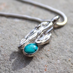 Turquoise pendant necklace, silver pendant, Straw cast pendant image 1