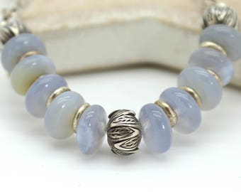Blue Lace Agate silver necklace