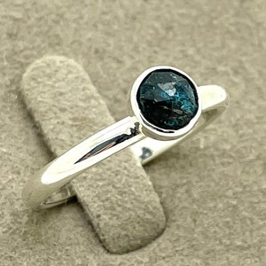 Kyanite stacking ring, droplet ring, Silver stackable ring image 1
