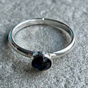 Kyanite stacking ring, droplet ring, Silver stackable ring image 5