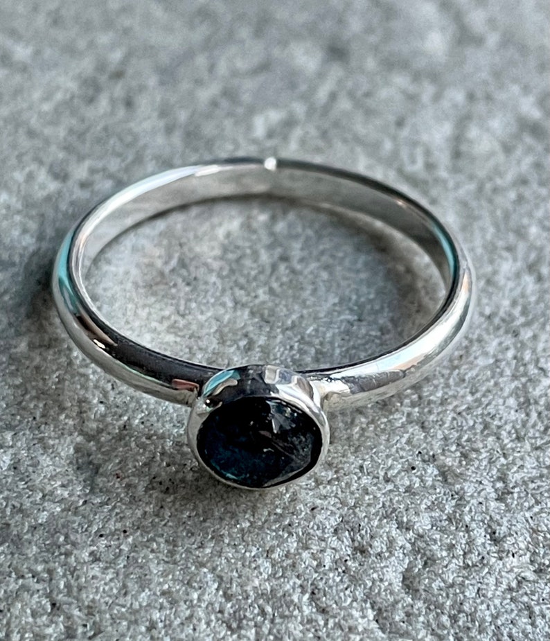 Kyanite stacking ring, droplet ring, Silver stackable ring image 5
